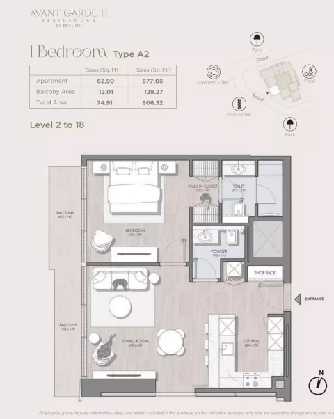 Floor plan, 1 Bed, 806 sq ft