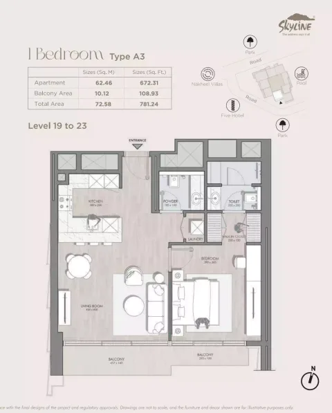 Floor plan, 1 Bed, 781 sq ft
