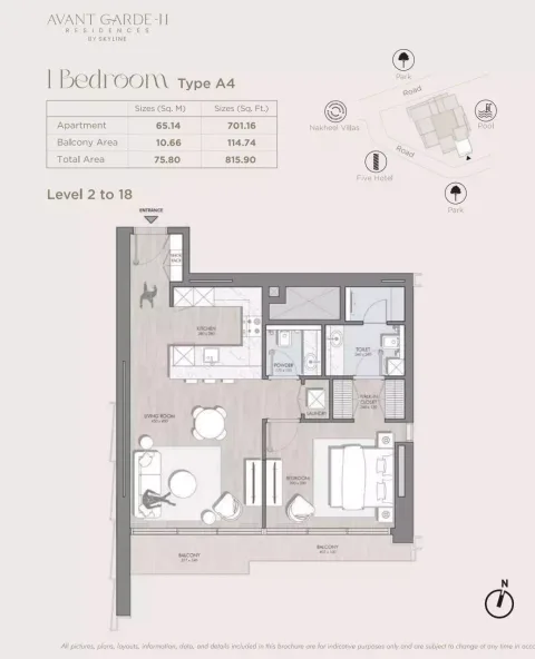 Floor plan, 1 Bed, 815 sq ft