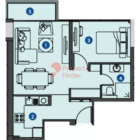 Floor plan, 1 Bed, 587 sq ft