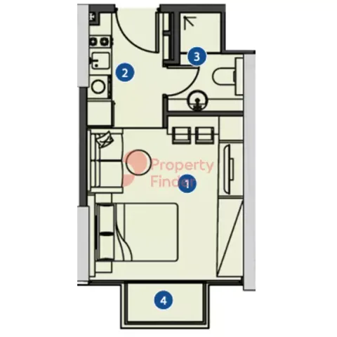 Floor plan, Studio, 369 sq ft