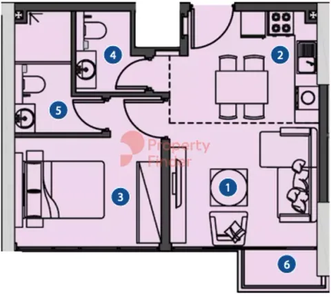 Floor plan, 1 Bed, 496 sq ft