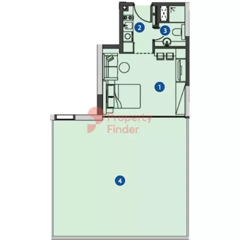Floor plan, Studio, 933 sq ft