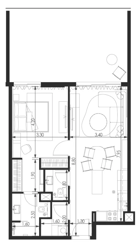 Floor plan, 1 Bed, 995 sq ft