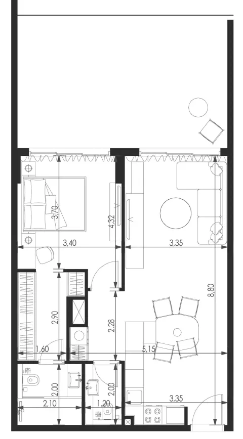 Floor plan, 1 Bed, 1,022 sq ft