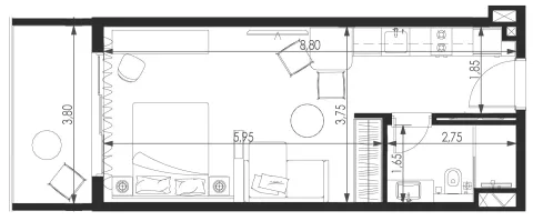 Floor plan, Studio, 458 sq ft