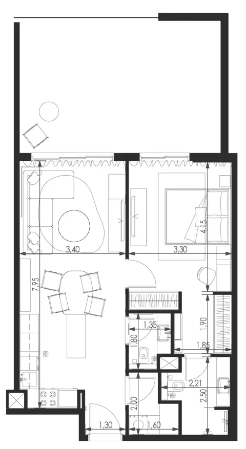 Floor plan, 1 Bed, 976 sq ft