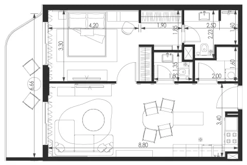 Floor plan, 1 Bed, 803 sq ft