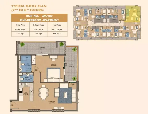 Floor plan, 1 Bed, 999 sq ft