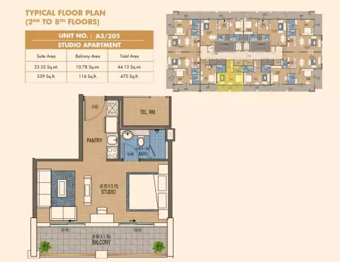 Floor plan, Studio, 475 sq ft