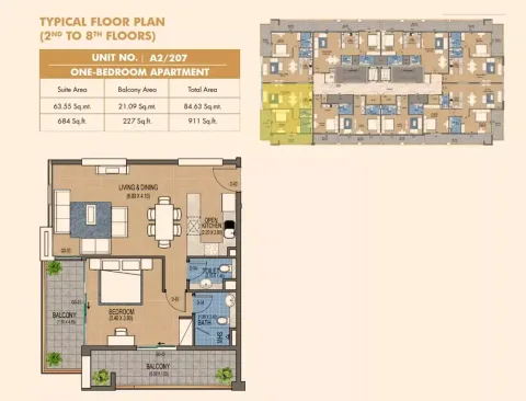 Floor plan, 1 Bed, 911 sq ft