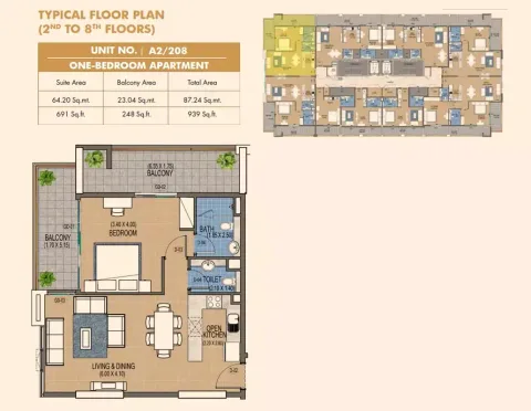 Floor plan, 1 Bed, 939 sq ft