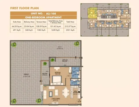 Floor plan, 1 Bed, 2,321 sq ft