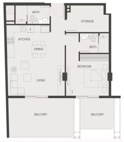 Floor plan, 1 Bed, 0 sq ft