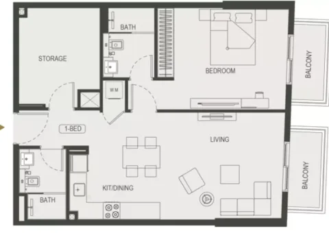 Floor plan, 1 Bed, 0 sq ft