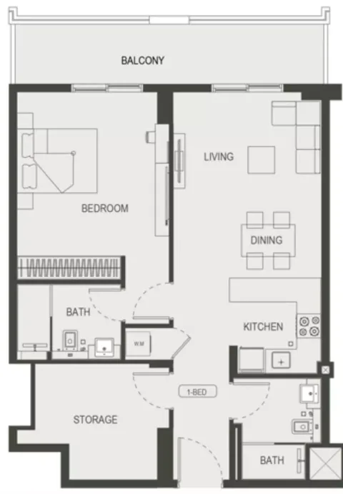 Floor plan, 1 Bed, 0 sq ft