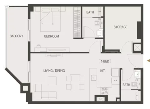 Floor plan, 1 Bed, 0 sq ft