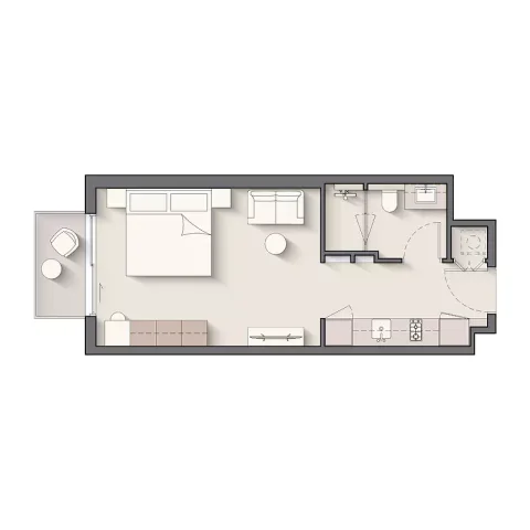 Floor plan, Studio, 432 sq ft
