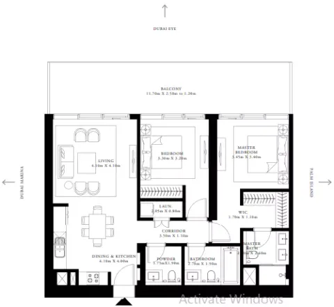 Floor plan, 2 Beds, 1,228 sq ft