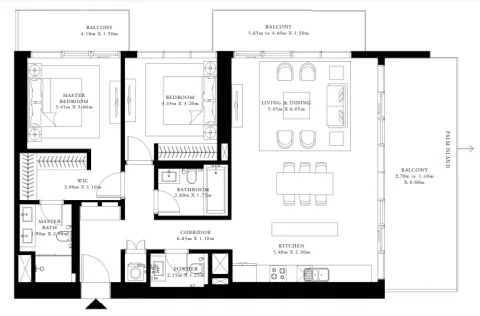 Floor plan, 2 Beds, 1,562 sq ft