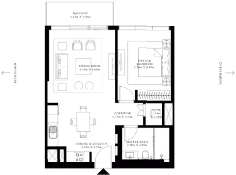 Floor plan, 1 Bed, 792 sq ft