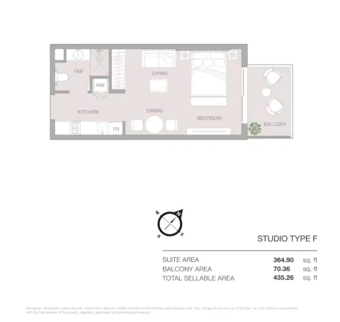 Floor plan, Studio, 435 sq ft