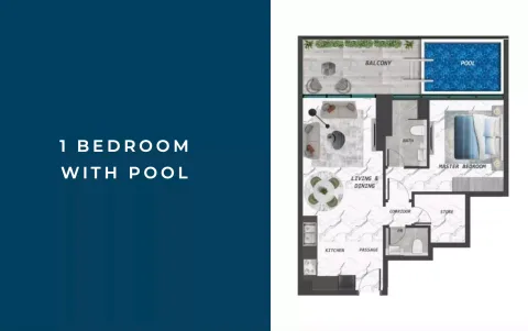 Floor plan, 1 Bed, 796 sq ft