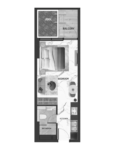 Floor plan, Studio, 463 sq ft