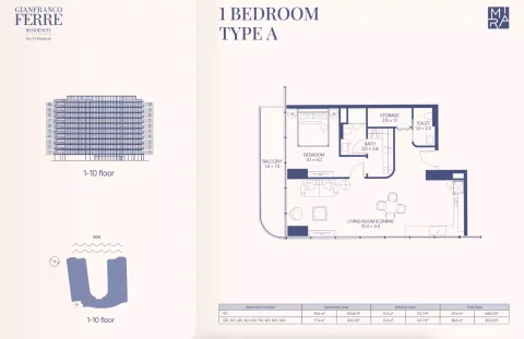 Floor plan, 1 Bed, 946 sq ft