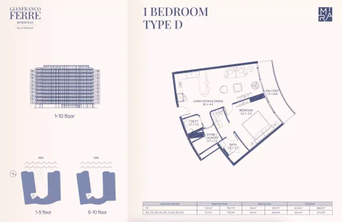 Floor plan, 1 Bed, 872 sq ft