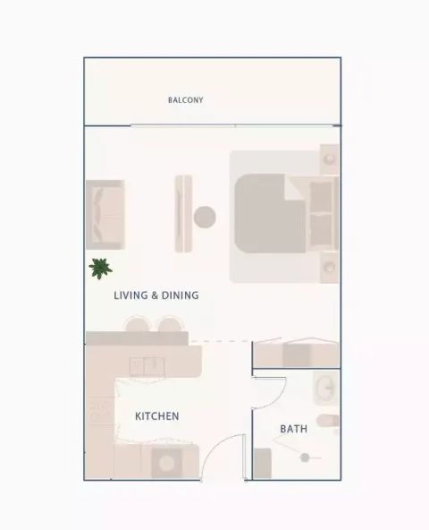 Floor plan, Studio, 628 sq ft
