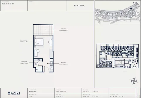 Floor plan, Studio, 440 sq ft