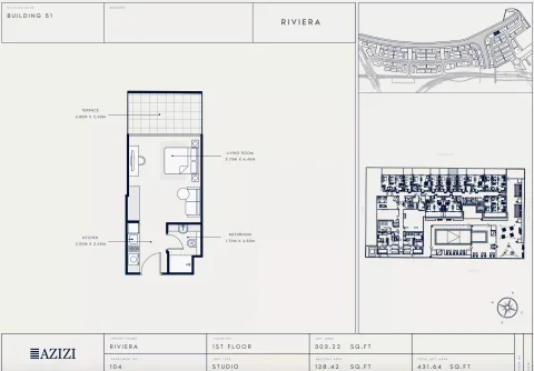 Floor plan, Studio, 431 sq ft