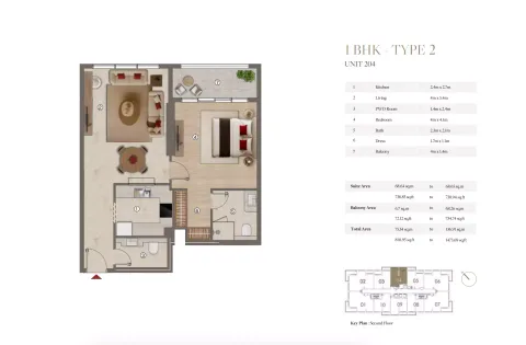 Floor plan, 1 Bed, 810 sq ft