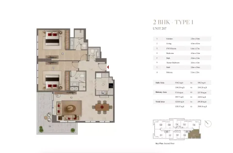 Floor plan, 2 Beds, 1,331 sq ft