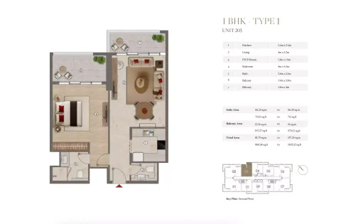 Floor plan, 1 Bed, 880 sq ft