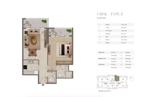 Floor plan, 1 Bed, 840 sq ft