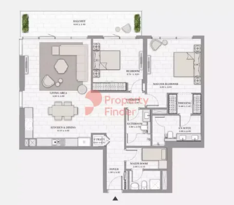 Floor plan, 2 Beds, 1,515 sq ft