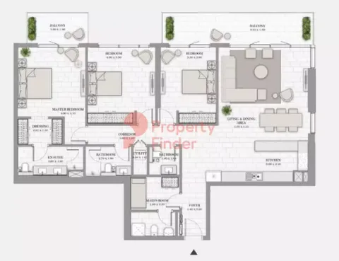 Floor plan, 3 Beds, 1,964 sq ft