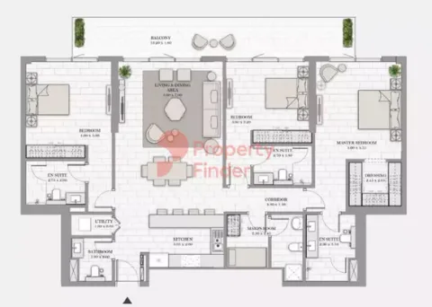 Floor plan, 3 Beds, 2,068 sq ft