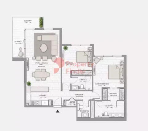 Floor plan, 2 Beds, 1,400 sq ft