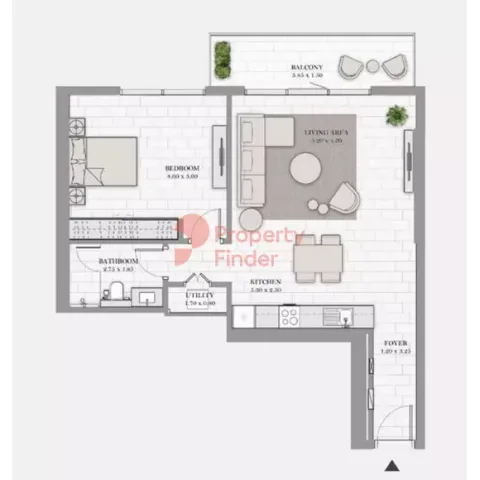 Floor plan, 1 Bed, 920 sq ft