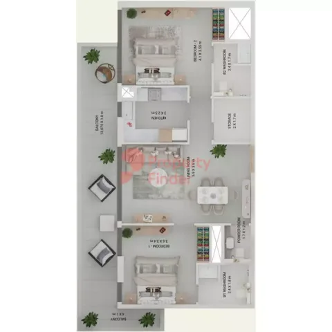 Floor plan, 2 Beds, 1,141 sq ft