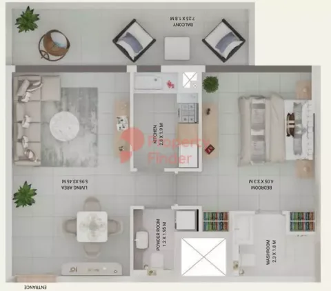 Floor plan, 1 Bed, 715 sq ft