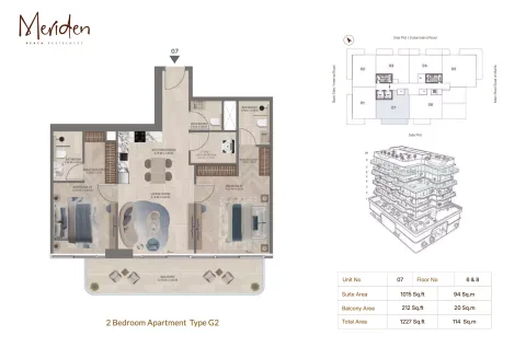 Floor plan, 2 Beds, 1,227 sq ft