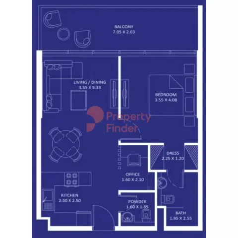 Floor plan, 1 Bed, 746 sq ft