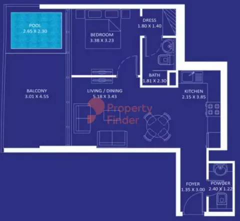 Floor plan, 1 Bed, 737 sq ft