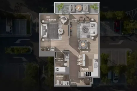 Floor plan, 1 Bed, 880 sq ft