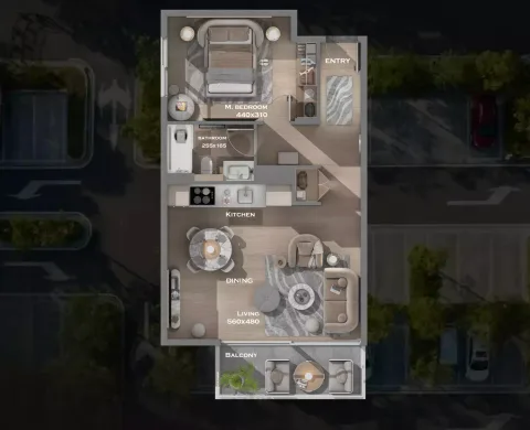 Floor plan, 1 Bed, 674 sq ft