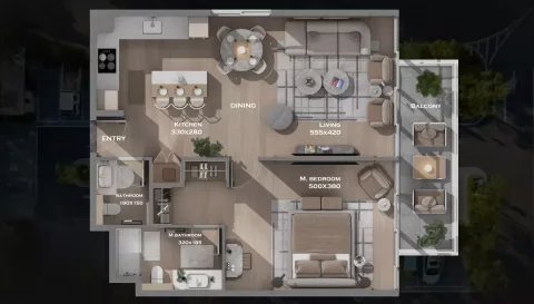 Floor plan, 1 Bed, 887 sq ft